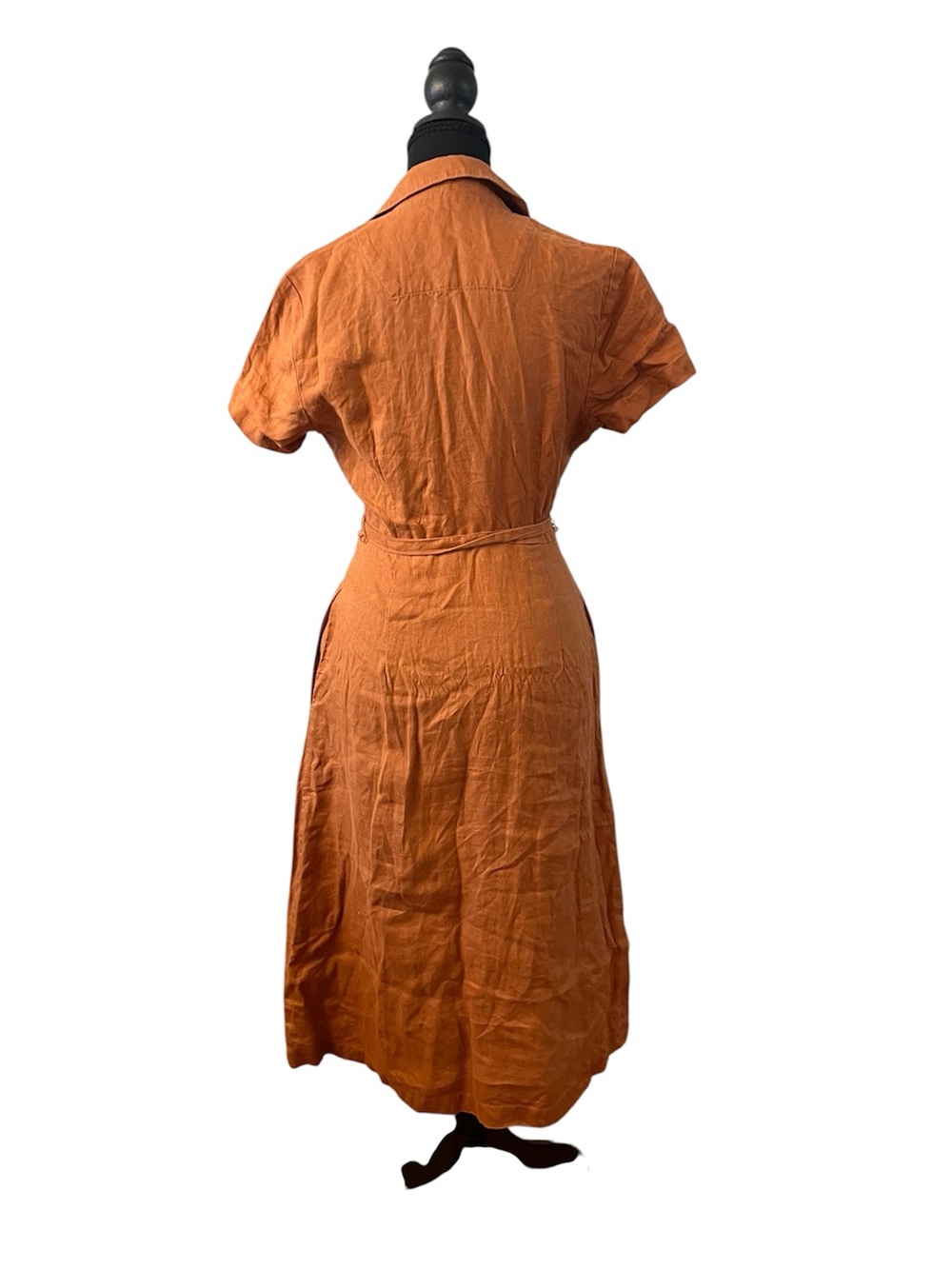 Quince Rust Button-Front Midi Shirt Dress - Picture 3 of 5